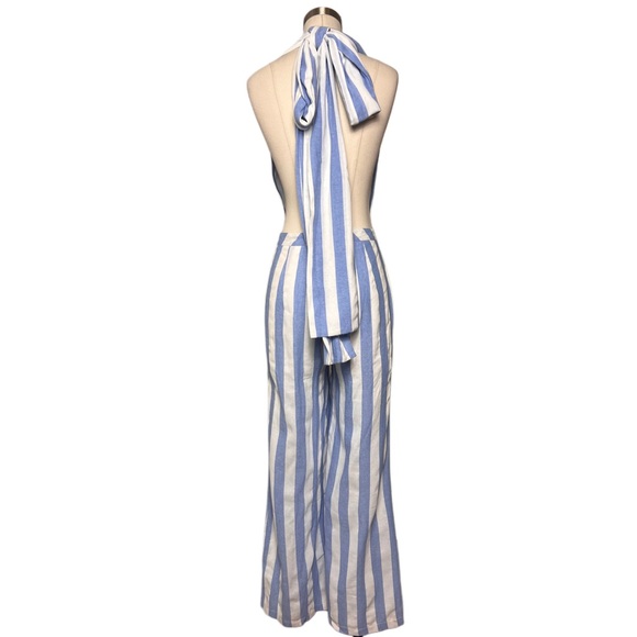 Superdown Kia Striped Jumpsuit in Blue & White - Picture 6 of 7